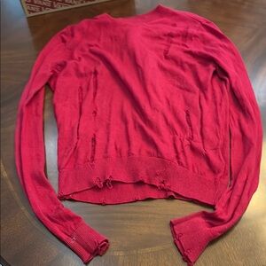 Hudson Jeans Red Crew Neck Sweater Lightweight Knit